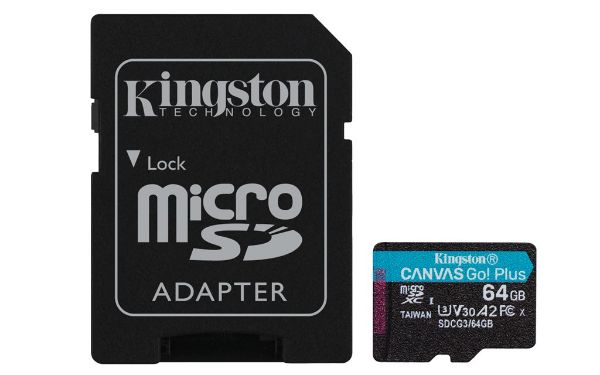 Εικόνα της Κάρτα Μνήμης Kingston Canvas Go Plus 64GB micro SDXC Class 10 UHS-1 U3 + SD Adapter