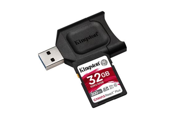 Εικόνα της Κάρτα Μνήμης SD Kingston Canvas React Plus 32GB UHS-II C10 + Card Reader